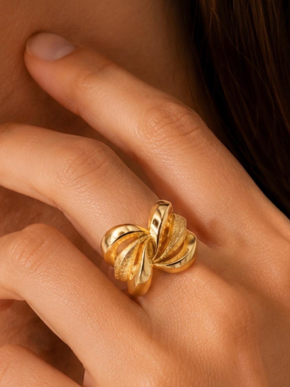Knot Ring 14K Gold Plated Statement Ring - Women's Jewelry-Brand New